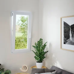 GoodHome Fenêtre 1 vantail oscillo-battante, tirant gauche double vitrage en PVC blanc l.55 x H.78 cm- Fenêtre Pvc