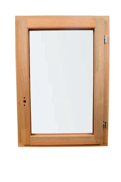 GoodHome Fenêtre 1 vantail tirant droit double vitrage en bois marron l.65 x H.77,8 cm- Fenêtre Bois