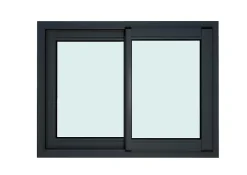 GoodHome Fenêtre 2 vantaux coulissante double vitrage en aluminium gris l.103 x H.77 cm- Fenêtre Aluminium