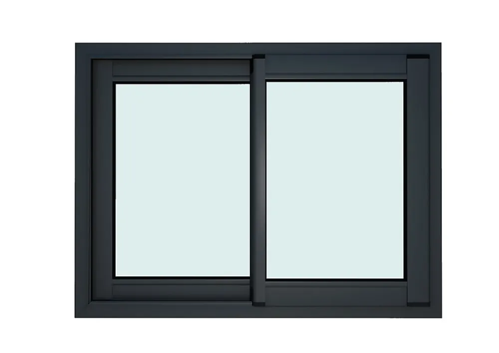 GoodHome Fenêtre 2 vantaux coulissante double vitrage en aluminium gris l.103 x H.77 cm- Fenêtre Aluminium
