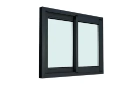 GoodHome Fenêtre 2 vantaux coulissante double vitrage en aluminium gris l.103 x H.77 cm- Fenêtre Aluminium