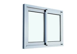 GoodHome Fenêtre 2 vantaux coulissante double vitrage en aluminium blanc l.103 x H.77 cm- Fenêtre Aluminium