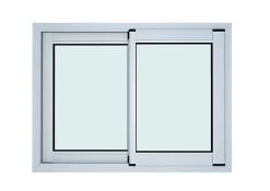 GoodHome Fenêtre 2 vantaux coulissante double vitrage en aluminium blanc l.123 x H.77 cm- Fenêtre Aluminium