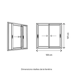 GoodHome Fenêtre Aluminium<Fenêtre 2 vantaux coulissante double vitrage en aluminium gris l.123 x H.137 cm