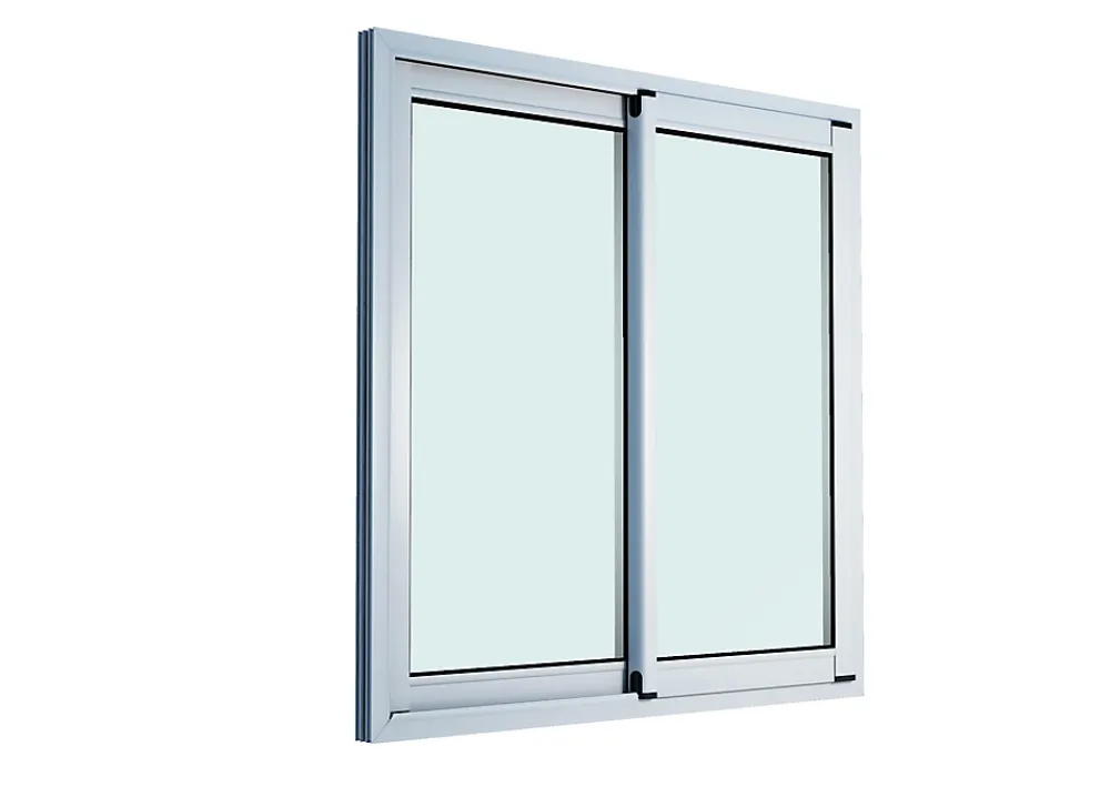 GoodHome Fenêtre Aluminium<Fenêtre 2 vantaux coulissante double vitrage en aluminium blanc l.103 x H.102 cm