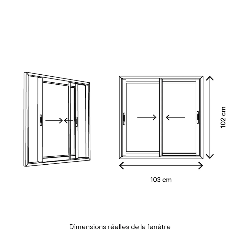 GoodHome Fenêtre Aluminium<Fenêtre 2 vantaux coulissante double vitrage en aluminium blanc l.103 x H.102 cm