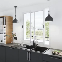 GoodHome Fenêtre Aluminium<Fenêtre 2 vantaux coulissante double vitrage en aluminium blanc l.103 x H.102 cm