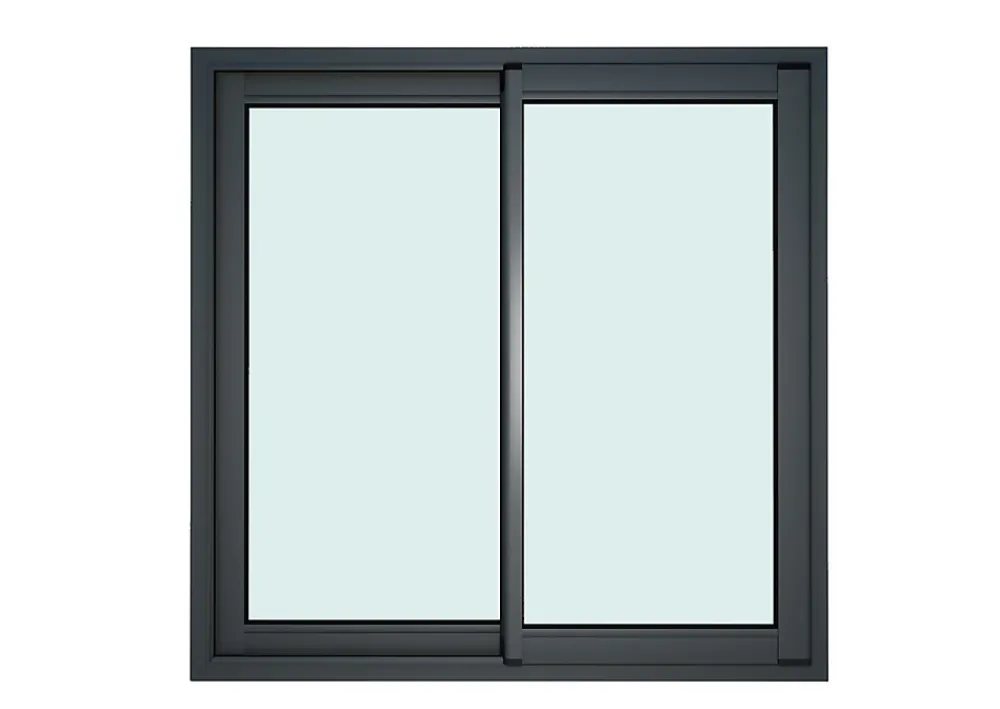GoodHome Fenêtre Aluminium<Fenêtre 2 vantaux coulissante double vitrage en aluminium gris l.123 x H.127 cm
