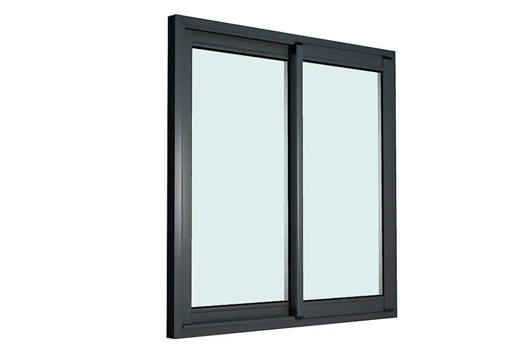 GoodHome Fenêtre Aluminium<Fenêtre 2 vantaux coulissante double vitrage en aluminium gris l.123 x H.127 cm