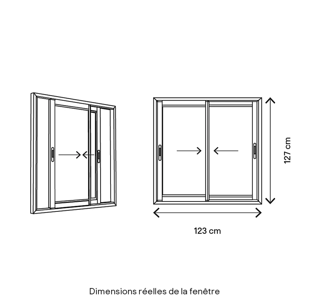 GoodHome Fenêtre Aluminium<Fenêtre 2 vantaux coulissante double vitrage en aluminium gris l.123 x H.127 cm