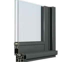GoodHome Fenêtre Aluminium<Fenêtre 2 vantaux coulissante double vitrage en aluminium gris l.123 x H.127 cm