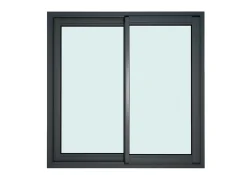 GoodHome Fenêtre Aluminium<Fenêtre 2 vantaux coulissante double vitrage en aluminium gris l.123 x H.122 cm