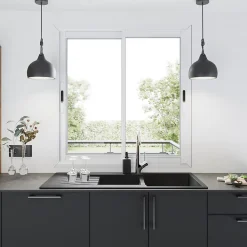 GoodHome Fenêtre Aluminium<Fenêtre 2 vantaux coulissante double vitrage en aluminium blanc l.123 x H.117 cm