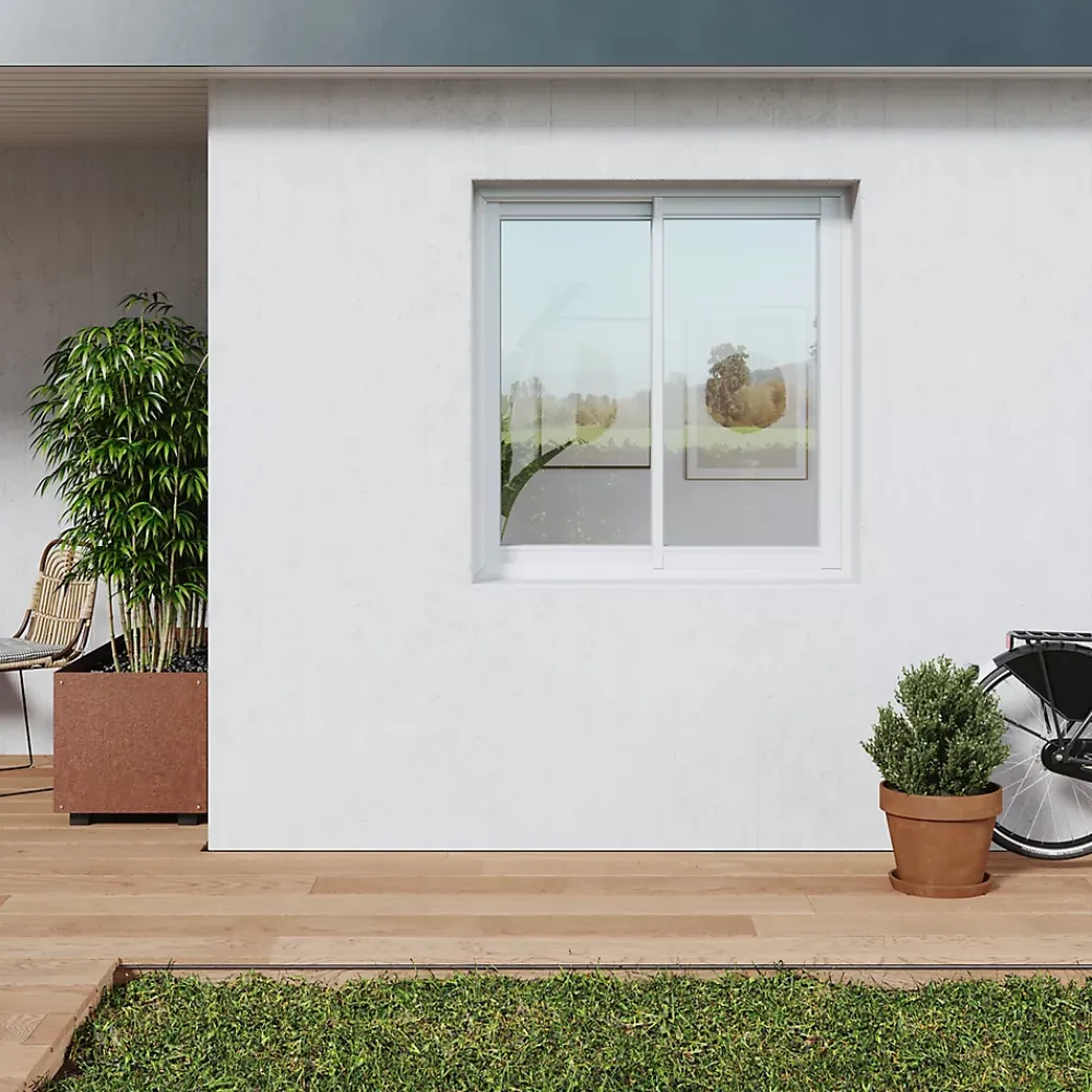 GoodHome Fenêtre Aluminium<Fenêtre 2 vantaux coulissante double vitrage en aluminium blanc l.123 x H.117 cm