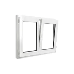 GoodHome Fenêtre Pvc<Fenêtre 2 vantaux oscillo-battante, tirant droit double vitrage en PVC blanc l.105 x H.98 cm