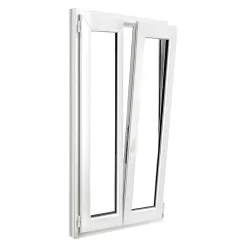 GoodHome Fenêtre 2 vantaux oscillo-battante, tirant droit double vitrage en PVC blanc l.85 x H.158 cm- Fenêtre Pvc