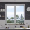 GoodHome Fenêtre Aluminium<Fenêtre 2 vantaux oscillo-battante, tirant droit double vitrage en aluminium blanc l.123 x H.117 cm