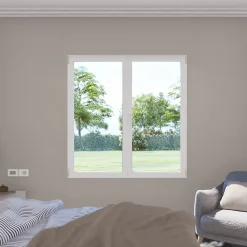 GoodHome Fenêtre Aluminium<Fenêtre 2 vantaux oscillo-battante, tirant droit double vitrage en aluminium blanc l.123 x H.117 cm