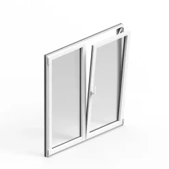 GoodHome Fenêtre Aluminium<Fenêtre 2 vantaux oscillo-battante, tirant droit double vitrage en aluminium blanc l.123 x H.117 cm