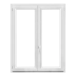 GoodHome Fenêtre Pvc<Fenêtre 2 vantaux oscillo-battante, tirant droit double vitrage en PVC blanc l.125 x H.148 cm