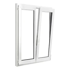 GoodHome Fenêtre Pvc<Fenêtre 2 vantaux oscillo-battante, tirant droit double vitrage en PVC blanc l.125 x H.148 cm