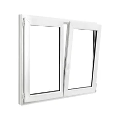 GoodHome Fenêtre 2 vantaux oscillo-battante, tirant droit double vitrage en PVC blanc l.145 x H.128 cm- Fenêtre Pvc