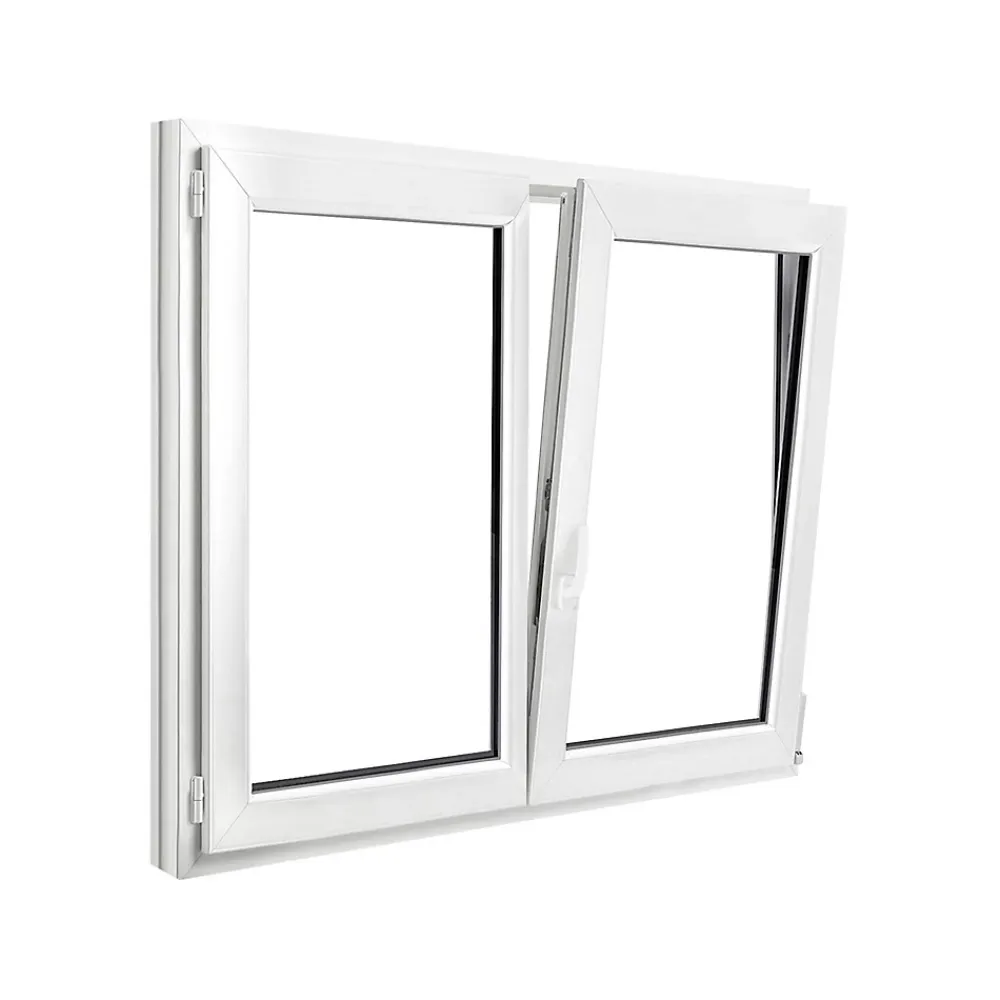 GoodHome Fenêtre 2 vantaux oscillo-battante, tirant droit double vitrage en PVC blanc l.145 x H.128 cm- Fenêtre Pvc