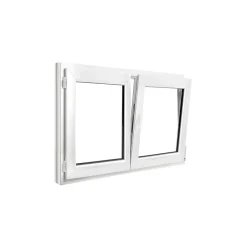 GoodHome Fenêtre Pvc<Fenêtre 2 vantaux oscillo-battante, tirant droit double vitrage en PVC blanc l.125 x H.78 cm