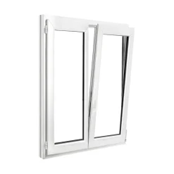 GoodHome Fenêtre Pvc<Fenêtre 2 vantaux oscillo-battante, tirant droit double vitrage en PVC blanc l.105 x H.138 cm