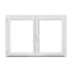 GoodHome Fenêtre Pvc<Fenêtre 2 vantaux oscillo-battante, tirant droit double vitrage en PVC blanc l.145 x H.98 cm