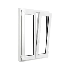 GoodHome Fenêtre 2 vantaux oscillo-battante, tirant droit double vitrage en PVC blanc l.85 x H.128 cm- Fenêtre Pvc