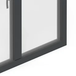 GoodHome Fenêtre Aluminium<Fenêtre 2 vantaux oscillo-battante, tirant droit double vitrage en aluminium gris l.123 x H.127 cm