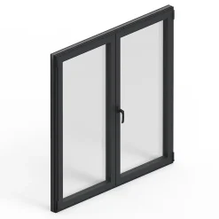 GoodHome Fenêtre Aluminium<Fenêtre 2 vantaux oscillo-battante, tirant droit double vitrage en aluminium gris l.123 x H.127 cm