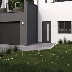 GoodHome Fenêtre Aluminium<Fenêtre 2 vantaux oscillo-battante, tirant droit double vitrage en aluminium gris l.123 x H.127 cm
