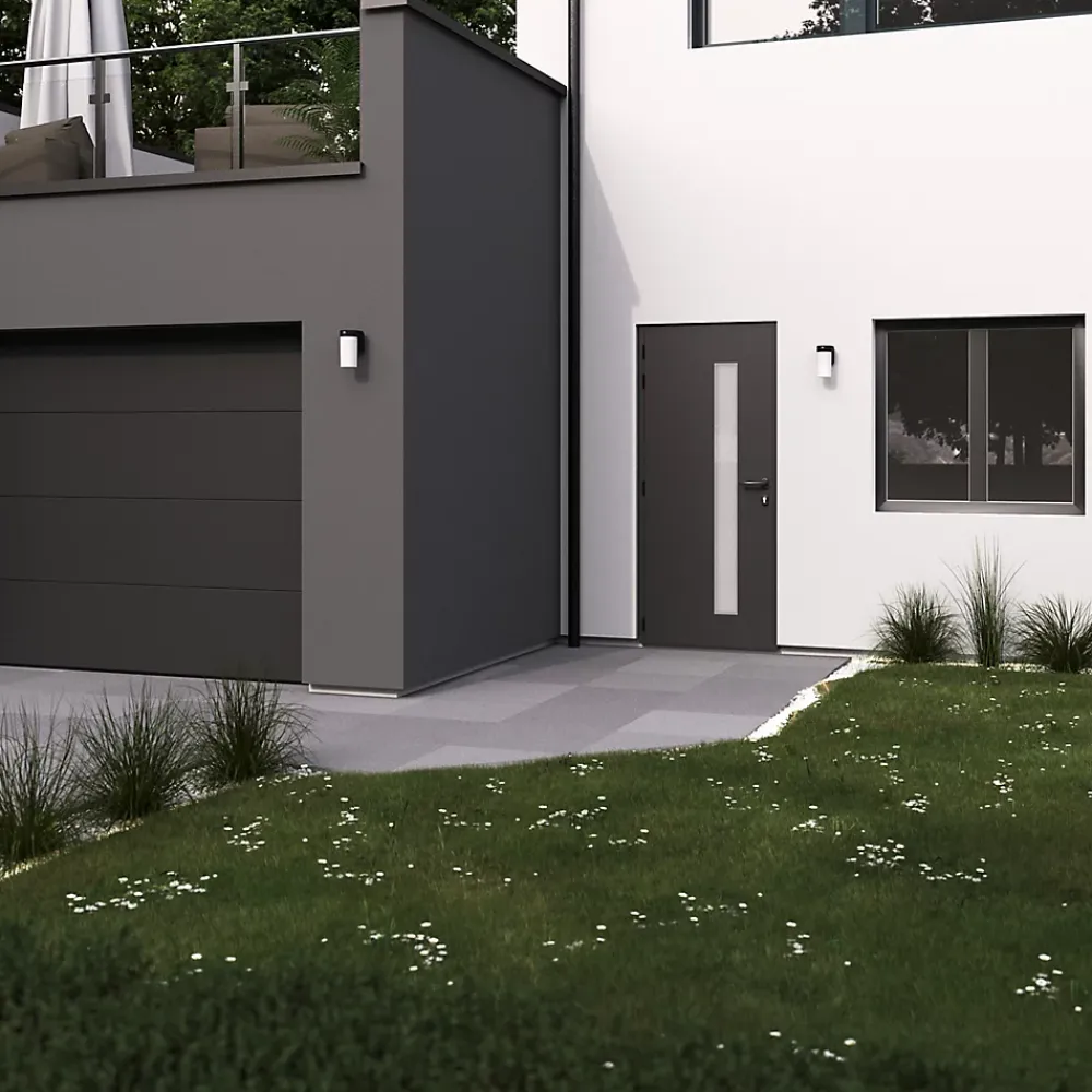 GoodHome Fenêtre Aluminium<Fenêtre 2 vantaux oscillo-battante, tirant droit double vitrage en aluminium gris l.123 x H.127 cm
