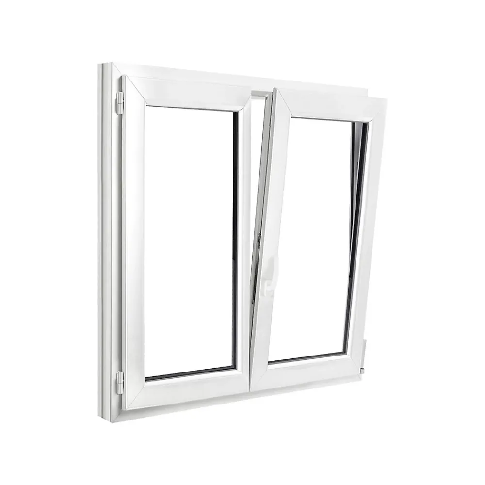 GoodHome Fenêtre Pvc<Fenêtre 2 vantaux oscillo-battante, tirant droit double vitrage en PVC blanc l.105 x H.128 cm
