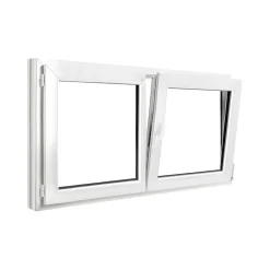 GoodHome Fenêtre Pvc<Fenêtre 2 vantaux oscillo-battante, tirant droit double vitrage en PVC blanc l.145 x H.78 cm