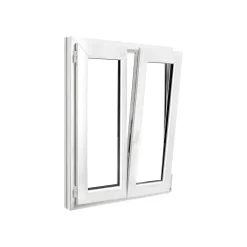 GoodHome Fenêtre 2 vantaux oscillo-battante, tirant droit double vitrage en PVC blanc l.85 x H.118 cm- Fenêtre Pvc