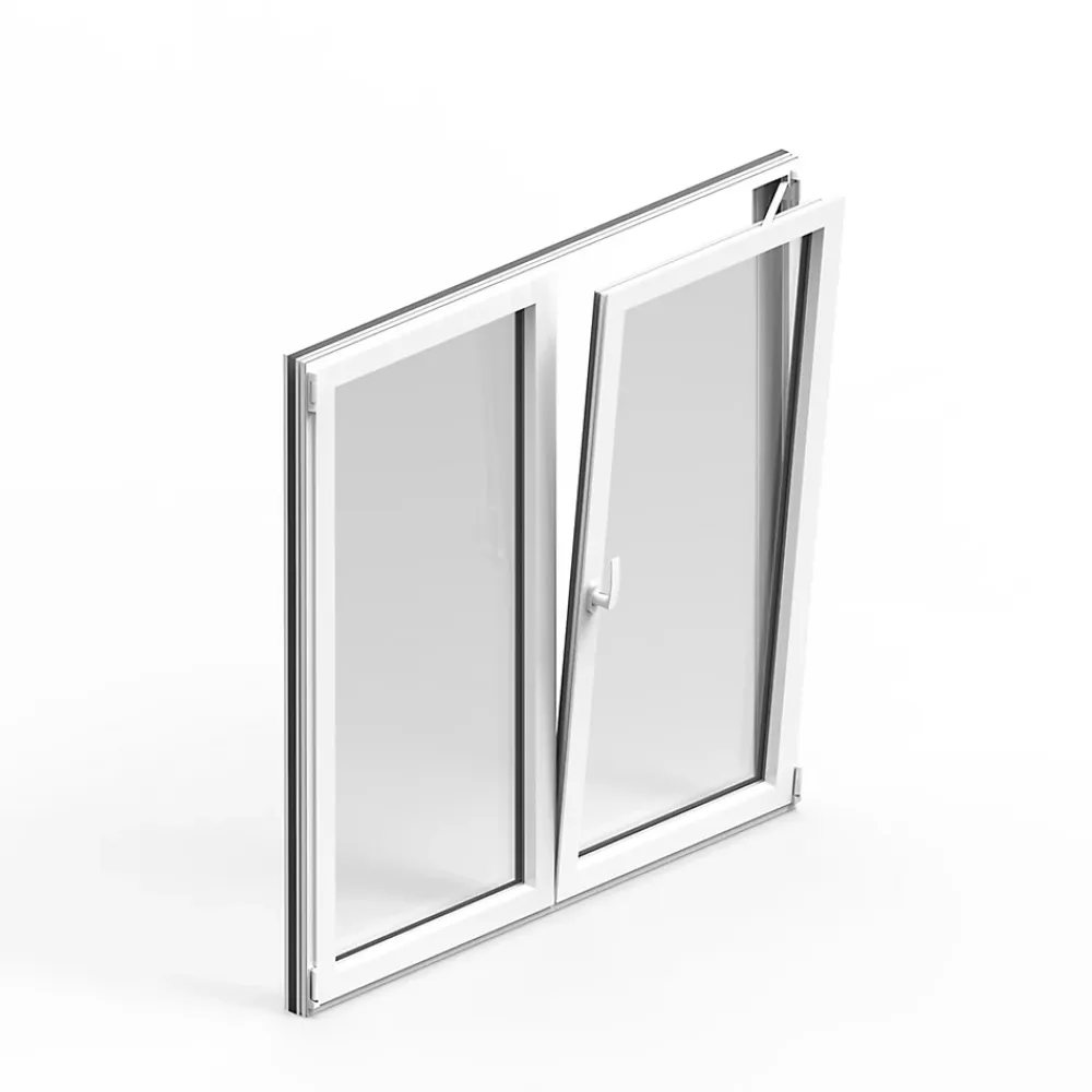 GoodHome Fenêtre Aluminium<Fenêtre 2 vantaux oscillo-battante, tirant droit double vitrage en aluminium blanc l.103 x H.97 cm