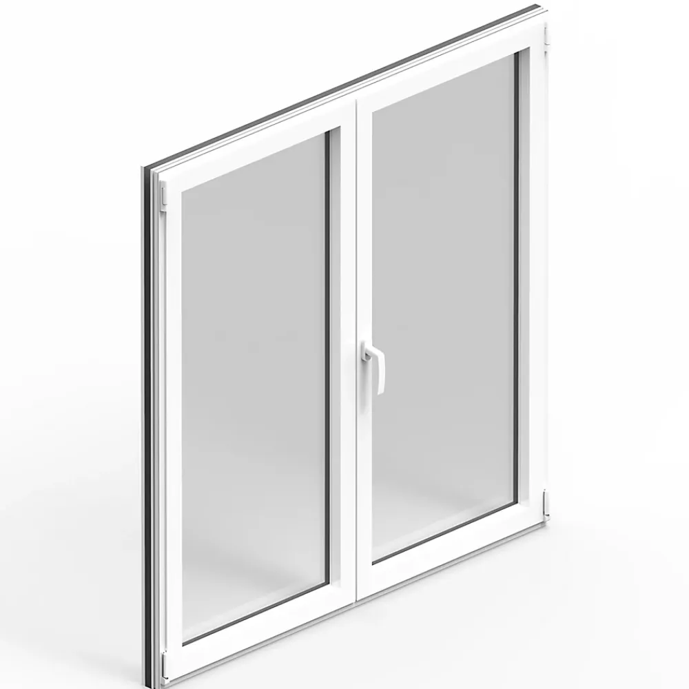 GoodHome Fenêtre Aluminium<Fenêtre 2 vantaux oscillo-battante, tirant droit double vitrage en aluminium blanc l.103 x H.97 cm