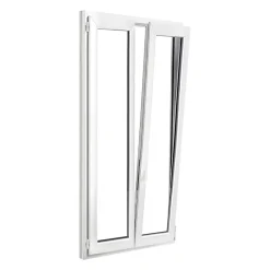 GoodHome Fenêtre 2 vantaux oscillo-battante, tirant droit double vitrage en PVC blanc l.105 x H.198 cm- Fenêtre Pvc
