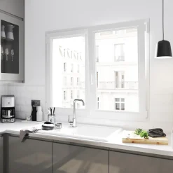 GoodHome Fenêtre Pvc<Fenêtre 2 vantaux oscillo-battante, tirant droit double vitrage en PVC blanc l.145 x H.118 cm
