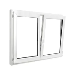GoodHome Fenêtre Pvc<Fenêtre 2 vantaux oscillo-battante, tirant droit double vitrage en PVC blanc l.145 x H.118 cm