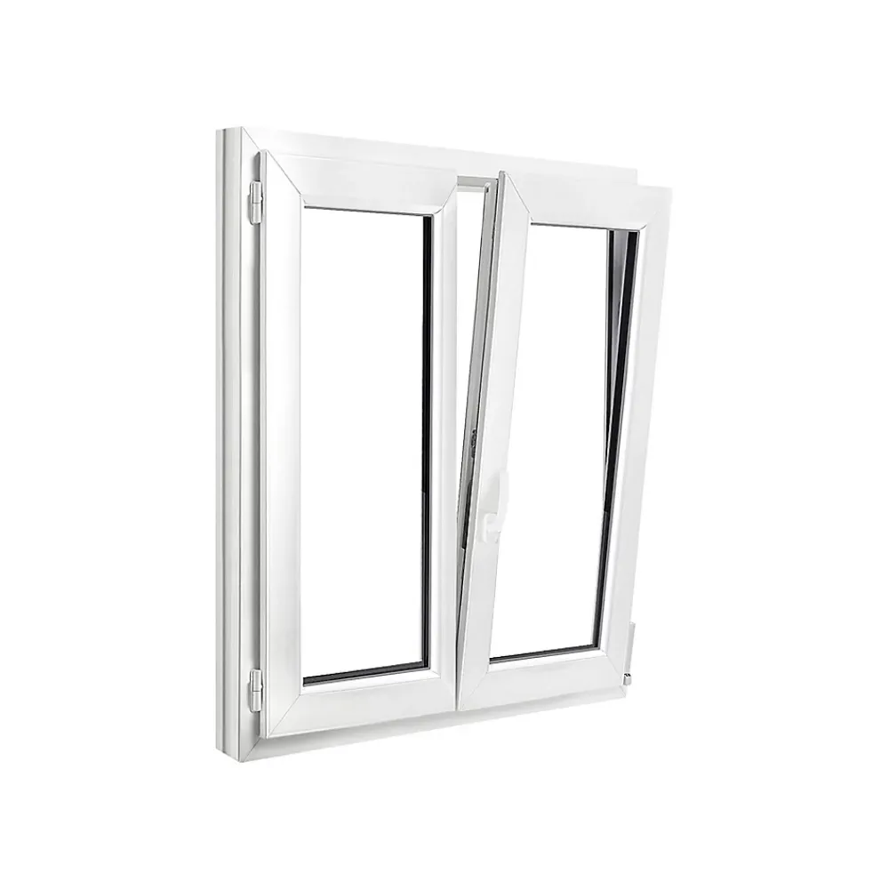 GoodHome Fenêtre 2 vantaux oscillo-battante, tirant droit double vitrage en PVC blanc l.105 x H.118 cm- Fenêtre Pvc