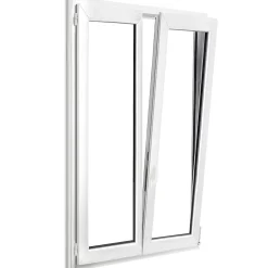 GoodHome Fenêtre 2 vantaux oscillo-battante, tirant droit double vitrage en PVC blanc l.125 x H.168 cm- Fenêtre Pvc