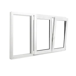 GoodHome Fenêtre Pvc<Fenêtre 3 vantaux oscillo-battant double vitrage en PVC blanc l.185 x H.138 cm