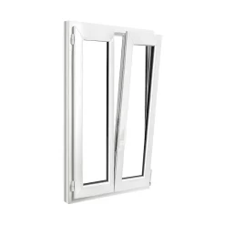 GoodHome Fenêtre Pvc<Fenêtre 2 vantaux oscillo-battante, tirant droit double vitrage en PVC blanc l.85 x H.138 cm