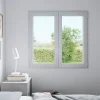 GoodHome Fenêtre Pvc<Fenêtre 2 vantaux oscillo-battante, tirant droit double vitrage en PVC blanc l.95 x H.118 cm
