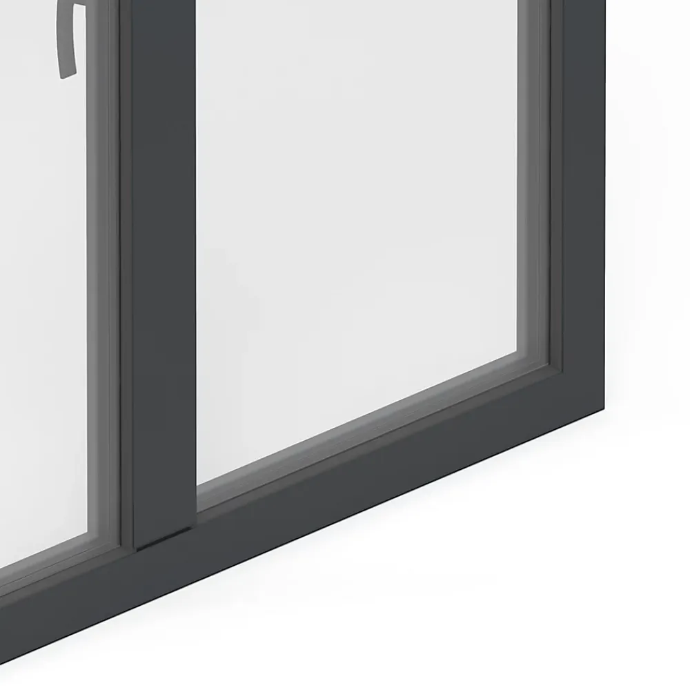 GoodHome Fenêtre Aluminium<Fenêtre 2 vantaux oscillo-battante, tirant droit double vitrage en aluminium Gris l.103 x H.157 cm