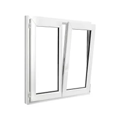 GoodHome Fenêtre Pvc<Fenêtre 2 vantaux oscillo-battante, tirant droit double vitrage en PVC blanc l.125 x H.125 cm